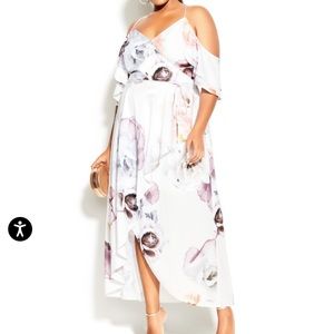 Floral Maxi Dress with Cold Shoulder